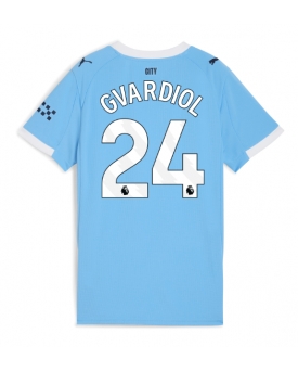 Billige Fotballdrakt Manchester City Josko Gvardiol #24 Replika Hjemmedrakt Dame 2025-26 Kortermet Billige Fotballdrakt Manchester City Josko Gvardiol #24 Replika Hjemmedrakt Dame 2025-26 Kortermet